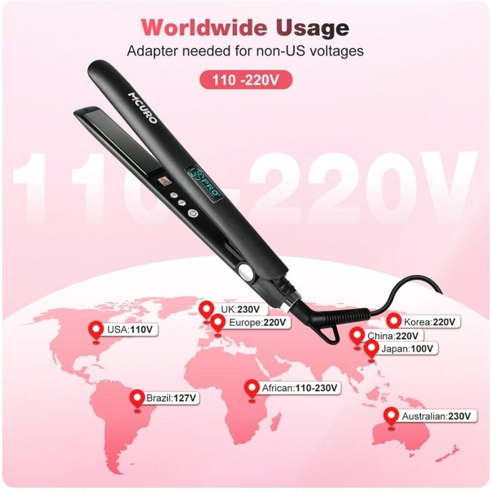 MCURO 1 inch Hair Straightener, Flat Iron for Hair Infused with Keratin, Dual... - Picture 8 of 9